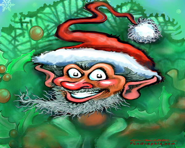 Christmas Art Print featuring the digital art Christmas Elf #4 by Kevin Middleton