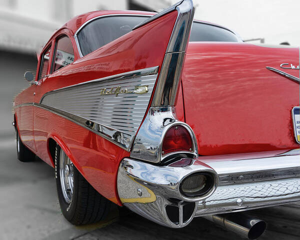 Car Art Print featuring the photograph '57 Chevy Bel Air taillights #57 by Daniel Adams