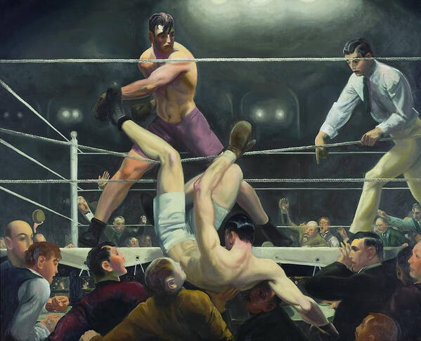 Dempsey And Firpo Art Print featuring the painting Dempsey and Firpo by George Bellows by Mango Art