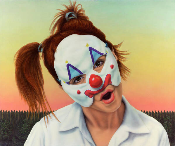 Clown Art Print featuring the painting A clown in my backyard by James W Johnson