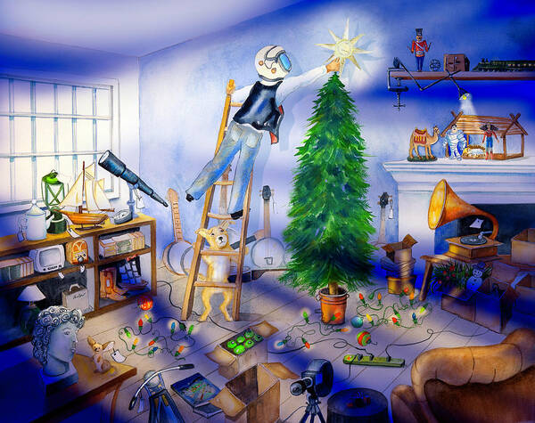 Christmas Art Print featuring the painting A Junkman's Christmas Eve Children's Picture Book by Phyllis London