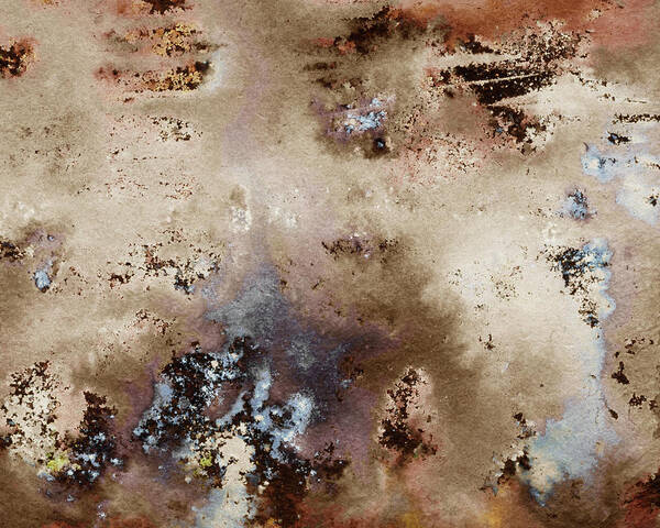 Granite Art Print featuring the painting Abstract Watercolor Granite Stone Surface Brown And Beige by Irina Sztukowski