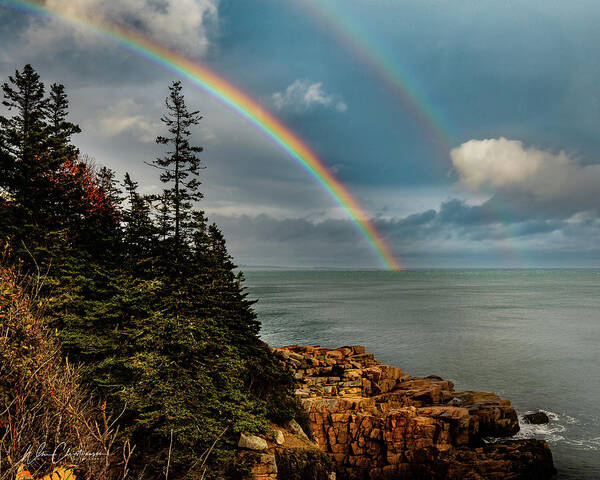 Acadia Art Print featuring the photograph Acadia Double Rainbow by William Christiansen