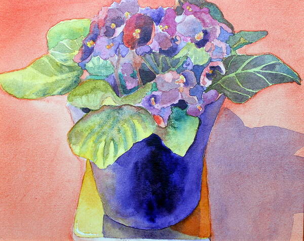 Flowers Art Print featuring the painting African Violets by Ruth Kamenev
