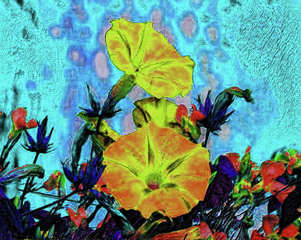 Artificial Intelligence Art Print featuring the photograph AI Yellow Flowers by Andrew Lawrence