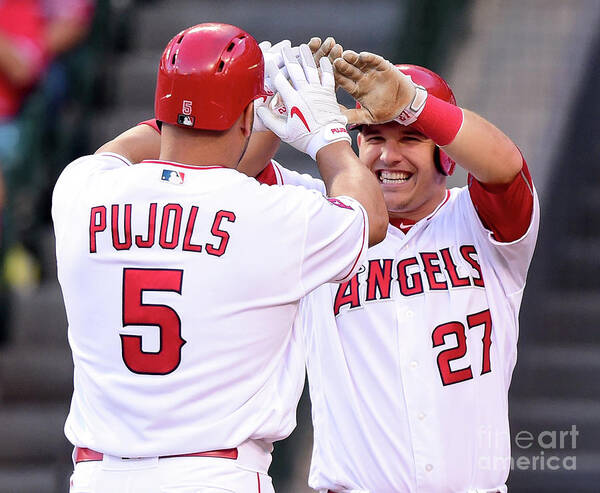 People Art Print featuring the photograph Albert Pujols and Mike Trout by Harry How