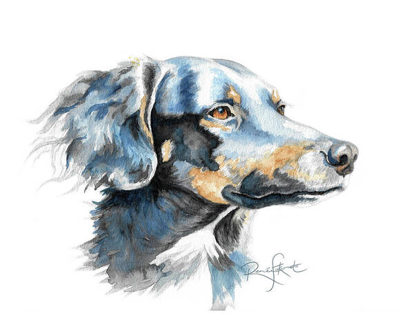 Border Collie Dog Art Print featuring the painting Alert Border Collie Cross by Renee Forth-Fukumoto