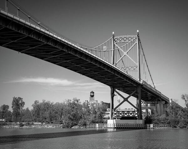 Anthony Wayne Bridge Toledo Ohio Art Print featuring the photograph Anthony Wayne Bridge Black And White by Dan Sproul