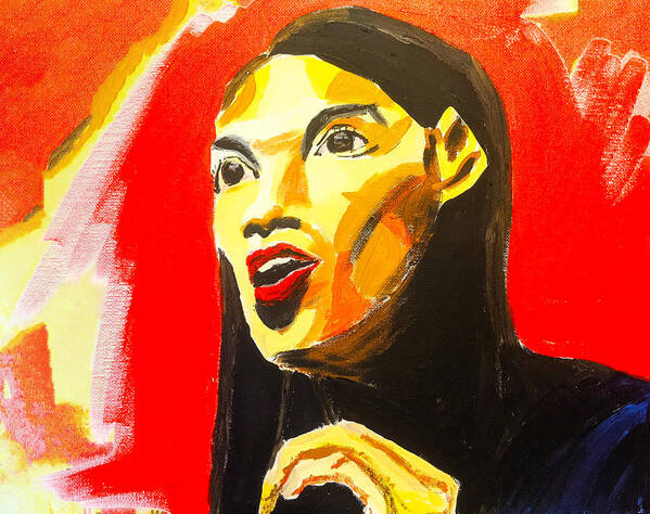 Alexandra Ocasio Cortez Art Print featuring the painting AOC by Echoing Multiverse