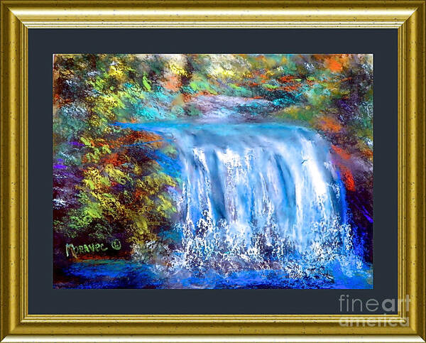  Art Print featuring the pastel Autumn Waterfall by Shirley Moravec