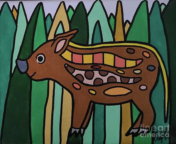 Baby Art Print featuring the painting Mugsy the Pop Art Baby Red River Hog by Elena Pratt