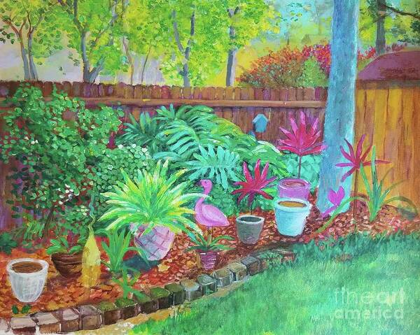 Backyard Art Print featuring the painting Backyard Garden II by Joe Roache