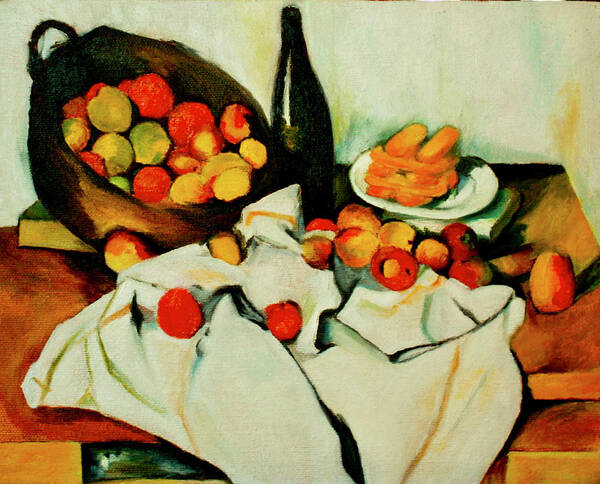 Cézanne Art Print featuring the painting Basket of Apples by Tracy Hutchinson