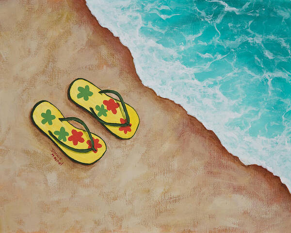 Landscape Art Print featuring the painting Beach Sandals 3 by Darice Machel McGuire