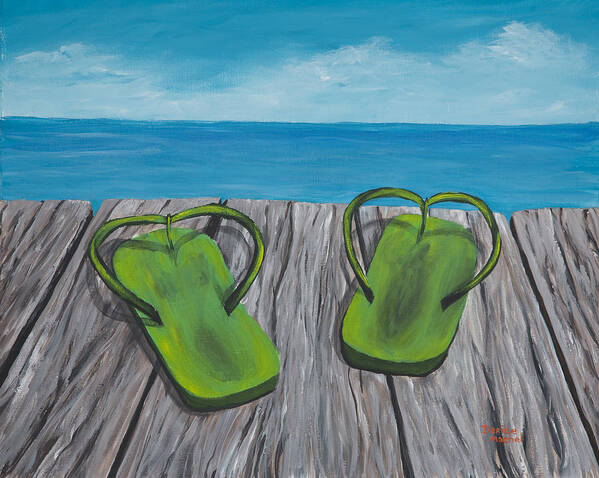 Landscape Art Print featuring the painting Beach Sandals 4 by Darice Machel McGuire