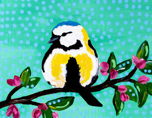 Bird Art Print featuring the painting Bird Teal by Beth Ann Scott