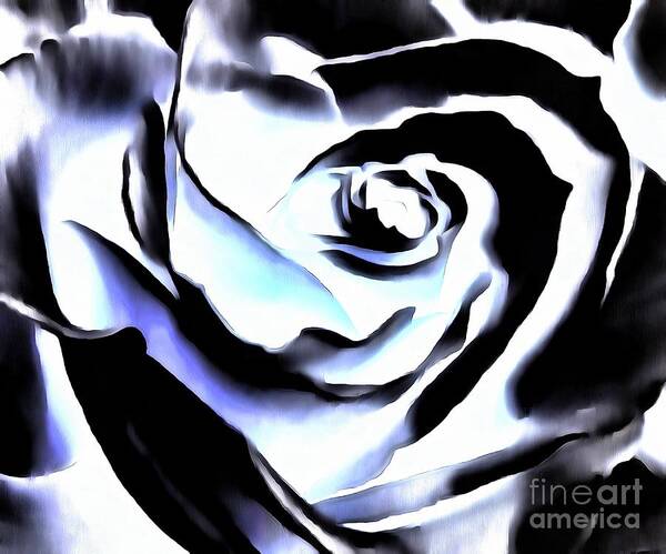 Rose Art Print featuring the mixed media Black and White Rose - Till Eternity by Janine Riley