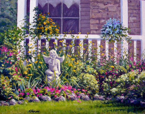 Garden Art Print featuring the painting Blowing Kisses in the Garden by Rick Hansen