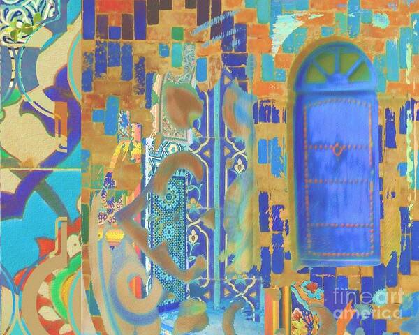 Seema Art Print featuring the mixed media Blue Door entrance by Seema Z