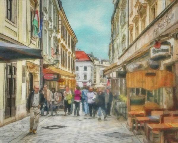 Bratislava Art Print featuring the painting Bratislava Street Scene by Jeffrey Kolker