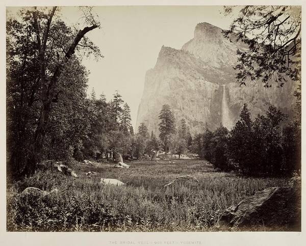 19th Century Art Print featuring the painting Bridal Veil, Yosemite 1865 by MotionAge Designs