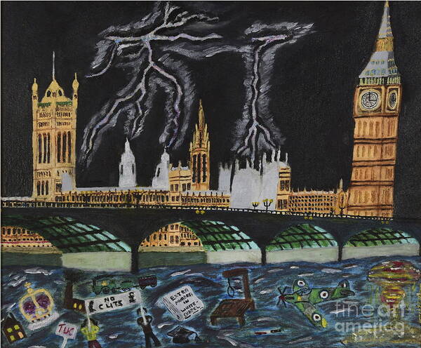 London Art Print featuring the painting Bridge over Troubled waters by David Westwood