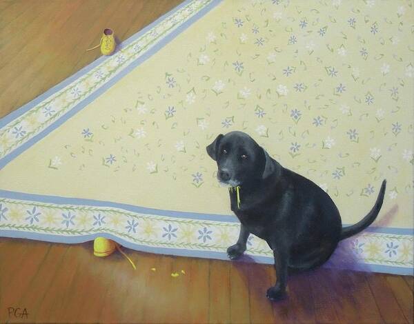 Black Dog Art Print featuring the painting Busted Again by Phyllis Andrews