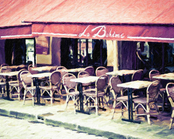 Paris Art Print featuring the digital art Cafe La Boheme Paris France by Melanie Alexandra Price