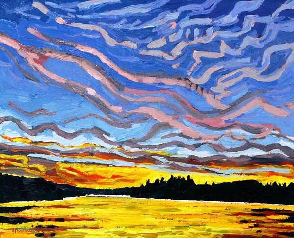 2217 Art Print featuring the painting Canine Cove Cirrus Sunset by Phil Chadwick