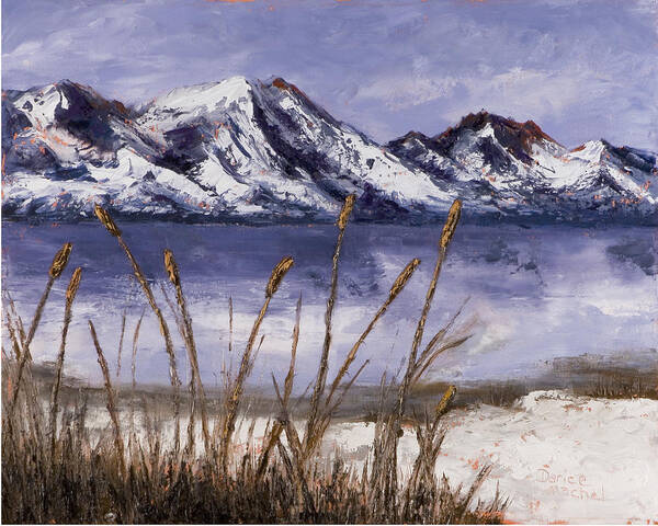California Landscape Art Print featuring the painting Cattails In The Snow by Darice Machel McGuire