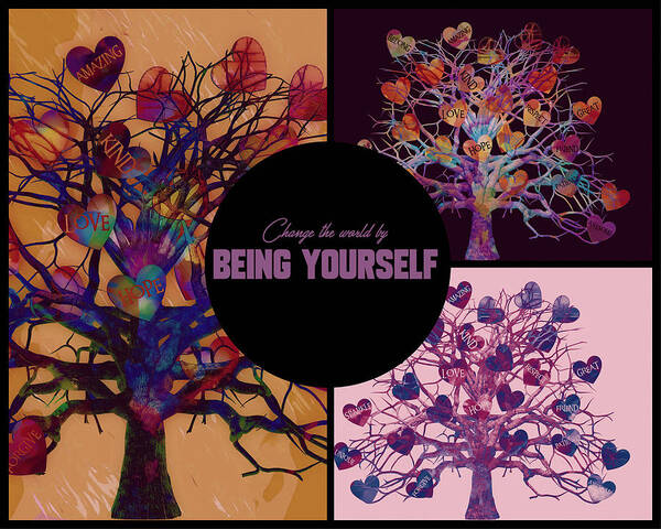 Self-esteem Art Print featuring the digital art Change The World By Being Yourself by Michelle Liebenberg