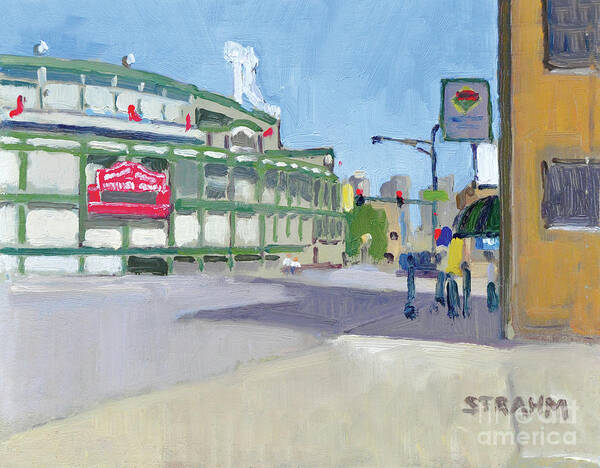 Wrigley Field Art Print featuring the painting Chicago Cubs at Wrigley Field - Chicago, Illinois by Paul Strahm
