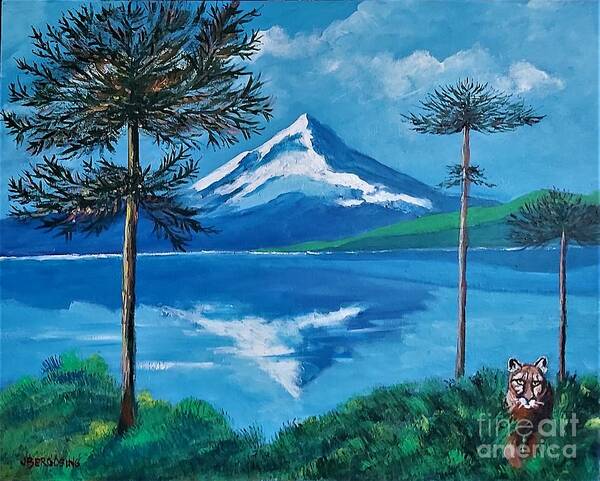 Lake Art Print featuring the painting Chile, Llanquihue Lake and Osorno Volcano by Jean Pierre Bergoeing