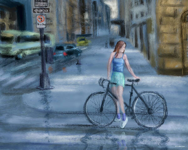 Bicycle Art Print featuring the digital art City Bike by Larry Whitler