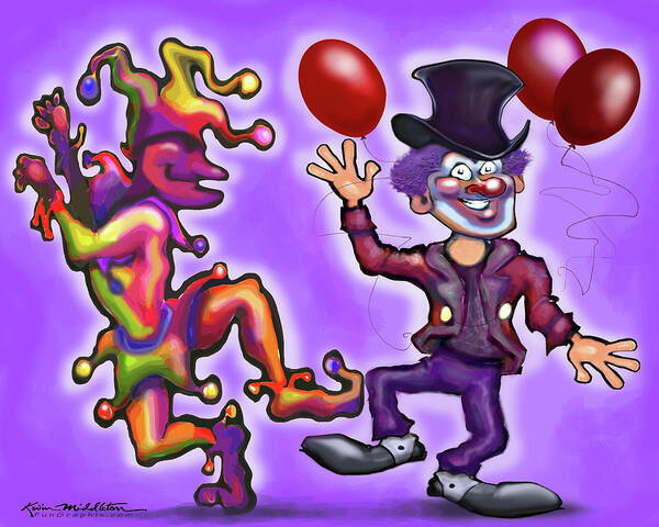 Clown Art Print featuring the digital art Clowns by Kevin Middleton