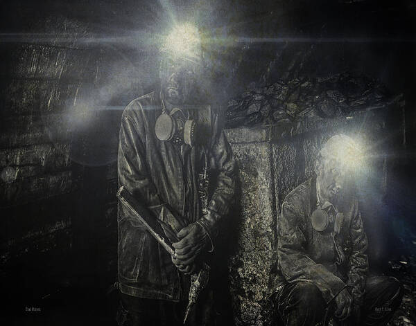 Coal Art Print featuring the digital art Coal Miners by Mark Allen