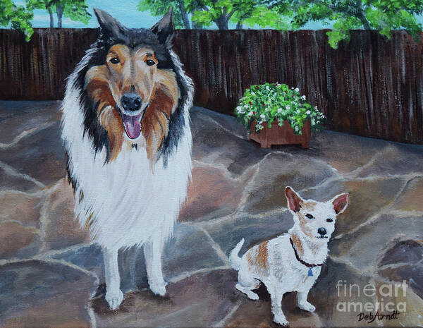 Dog Art Print featuring the painting Collie and Jack Russell by Deb Arndt