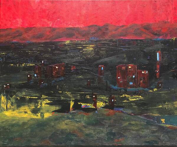 Red Sky Art Print featuring the painting Covid Isolation by Deborah Naves