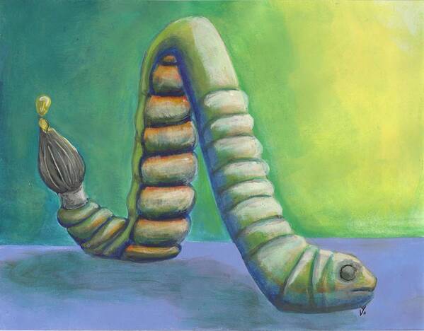 Worm Art Print featuring the painting Creative Juices by Vicki Noble