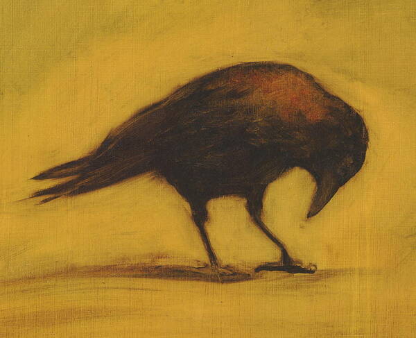 Crow Art Print featuring the painting Crow 11 cropped version by David Ladmore