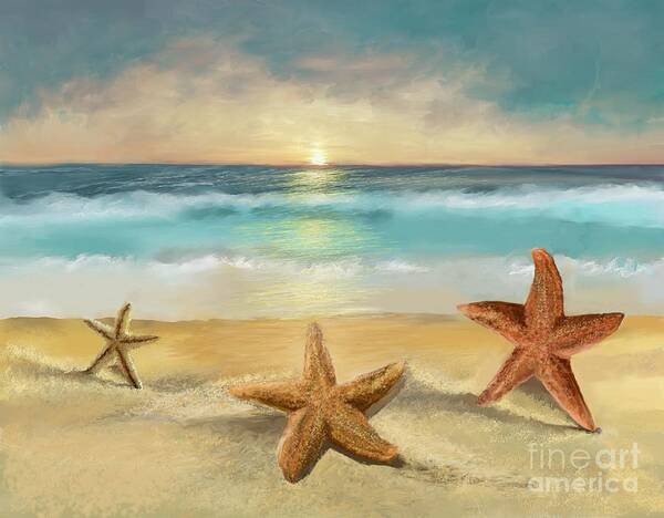 Sea Stars Art Print featuring the painting Dancing Stars by Ana Borras