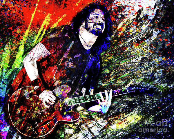 Dave Grohl Art Print featuring the mixed media Dave Grohl Art by Ryan Rock Artist