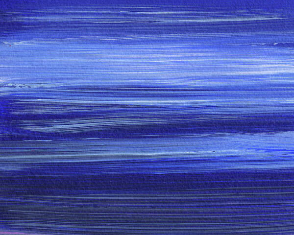 Night Art Print featuring the painting Deep Blue Sea Ultramarine Waters At Night by Irina Sztukowski