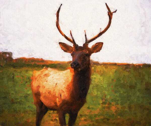 Deer Portrait Art Print featuring the painting Deer Portrait - 05 by AM FineArtPrints