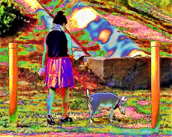 Abstract Art Print featuring the photograph Dog Walker by Andrew Lawrence