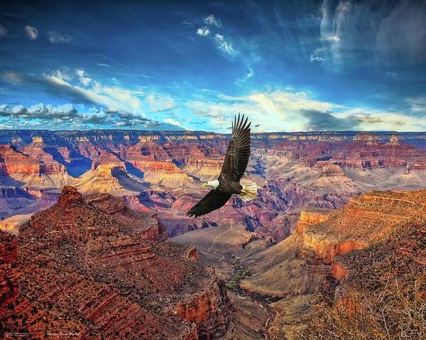 Grand Canyon Art Print featuring the digital art Eagle View by Norman Brule