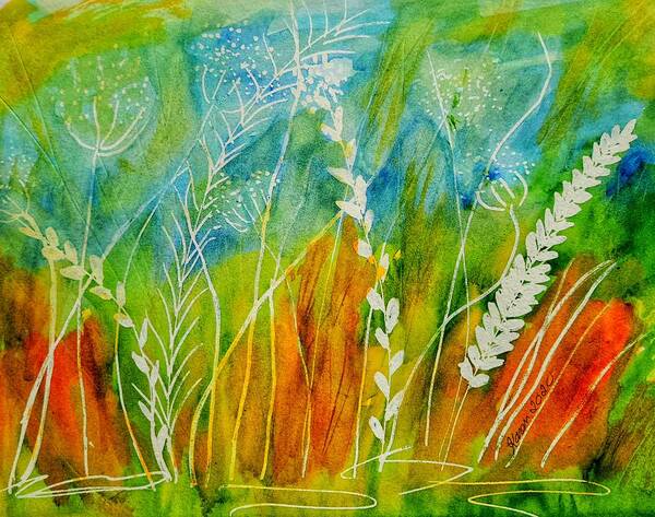 Meadow Flowers Art Print featuring the painting Eye Level With Nature by Shady Lane Studios-Karen Howard