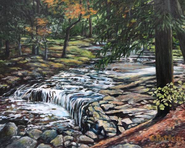 Maine Art Print featuring the painting Falls on Vaughan Brook, Hallowell, Maine by Eileen Patten Oliver