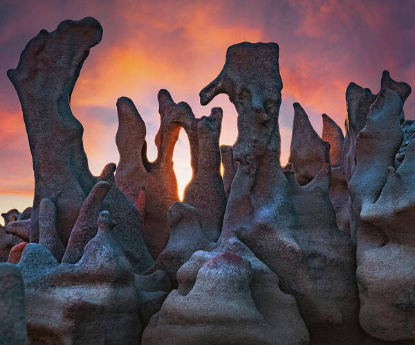 Rock Art Print featuring the photograph Fantasy Canyon Pillars and Sunset, Utah by Abbie Matthews