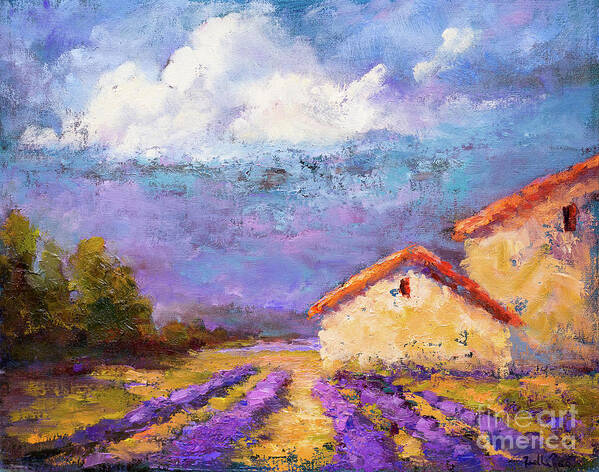 Building Art Print featuring the painting In the midst of Lavender I by Radha Rao